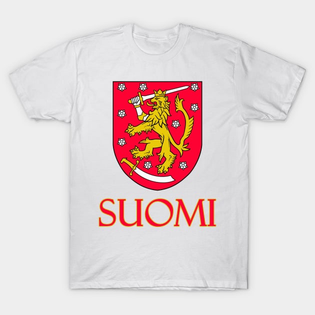 Finland (in Finnish) - Finnish Coat of Arms Design T-Shirt by Naves